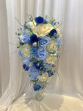 Teardrop Bouquet  - White & Blue - Michelle S | ARTISTIC GREENERY