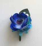 Corsage & Buttonhole - Blue / Turquoise Orchid & Anemone - CB0004 - $58/set