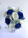 Bridesmaid's bouquet - Cascade Teardrop Wedding Bouquet - White & Blue - Kelly P - custom made wedding bouquet Australia | ARTISTIC GREENERY