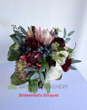 Round Bouquet - Burgundy / Cream / Pink - Rebecca R