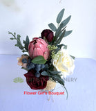 Round Bouquet - Burgundy / Cream / Pink - Rebecca R