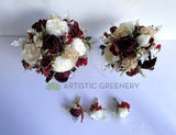 Round Bouquet - Burgundy & White - Angalique