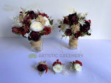 Round Bouquet - Burgundy & White - Angalique