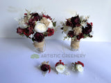 Round Bouquet - Burgundy & White - Angalique