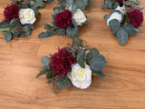 Round Bouquet - Maroon White & Native Flowers - Olivia S
