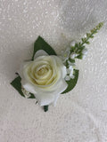 Buttonhole - White Rose with Snapdragon - Katie