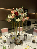 For Hire - Dusty Pink and Burgundy Grand Floral Centrepiece on Gold Stand 100cm (Code: HI0034GUEST) | ARTISTIC GREENERY