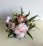 Round Wedding Bouquet - Pink & Natives - Angela M - Qualtiy Artificial Wedding Flowers Perth - ARTISTIC GREENERY