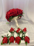 Red Silk Velvet Roses Wedding Bridal Bouquet - Vania F - Custom-made Cheap Online Wedding Flowers Perth Australia-wide