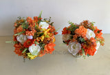 Round Wedding Bouquet - Orange & White - Joy Y | ARTISTIC GREENERY