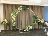 For Hire - White and Burgundy Grand Floral Centrepiece on Gold Stand 80cm (Code: HI0036) Kim | ARTISTIC GREENERY