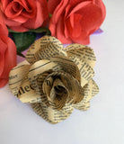 Vintage Paper Flower Stem / Buttonhole (made-to-order) 1st Wedding Anniversary Paper - Paper Flower (made-to-order) Paper Rose Bouquet | ARTISTIC GREENERY