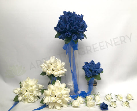 Round Bouquet - White & Blue - Isabelle Z
