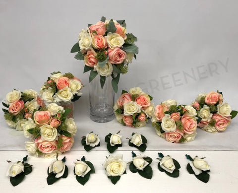 Round Bouquet - Salmon & White - Jenna