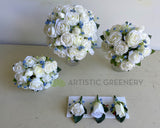 Silk Round Bouquet - Blue & White Wedding Bouquets - Jodi S | ARTISTIC GREENERY Perth Silk Flowers Florist