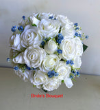 Silk Round Bouquet - Blue & White Wedding Bouquets - Jodi S | ARTISTIC GREENERY Perth Silk Flowers Florist