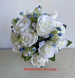 Silk Round Bouquet - Blue & White Wedding Bouquets - Jodi S | ARTISTIC GREENERY Perth Silk Flowers Florist