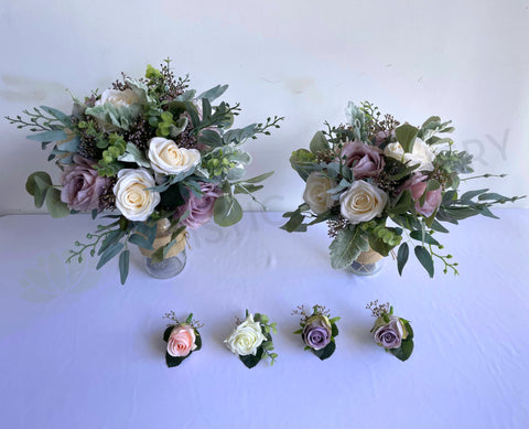 Round Bouquet -  Cream & Mauve - Kaitlin P | ARTISTIC GREENERY Wedding Flowers Perth