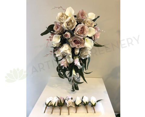 Teardrop Bouquet - Dusty Pink & White - Karen B