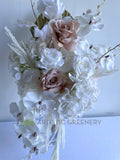 Silk Teardrop Bouquet (Dried Flower Style) - Pink & White - Kellie B | ARTISTIC GREENERY PERTH AUSTRALIA
