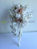 Silk Teardrop Bouquet (Dried Flower Style) - Pink & White - Kellie B | ARTISTIC GREENERY PERTH AUSTRALIA