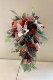 Teardrop bouquet - Teardrop Bouquet - Burgundy Dusty Pink & Blue - Kelsi C | ARTISTIC GREENERY