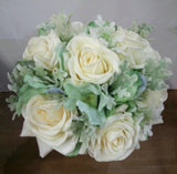 Round Bouquet - Paper Flowers Green & White - Krystie E