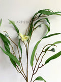LEA0107 Imitation Gum Blossom / Gum Leaves with Pods & White Flowers 103cm | ARTISTIC GREENERY