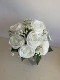 Round Bouquet - Silk White Rose Bouquet - Laura H | ARTISTIC GREENERY | Perth Australia
