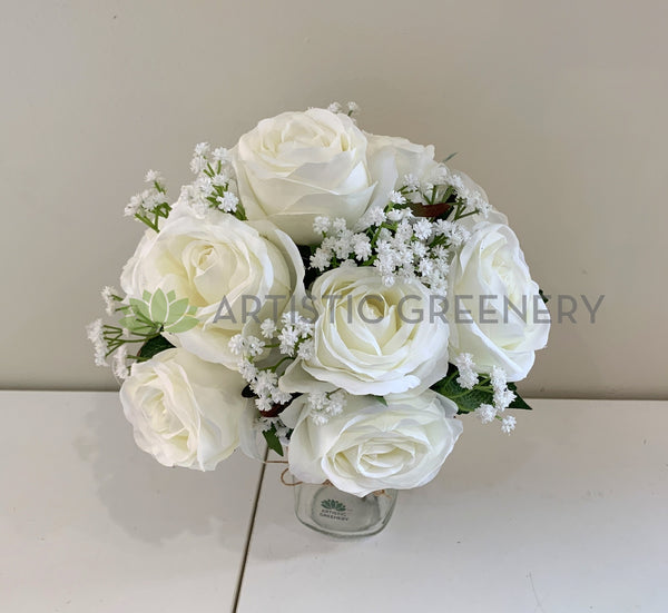 Silk White Roses Bouquet at Wilma Scanlon blog