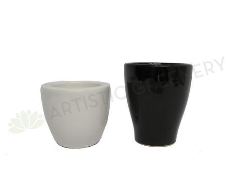 Ceramic Small Pot - White / Black