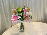 FA1091 - Pink & White Floral Arrangement 55cm Tall