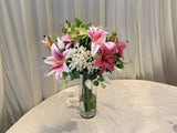 FA1091 - Pink & White Floral Arrangement 55cm Tall