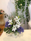 FA1092 - Purple & White Reception Floral Arrangement 70cm Tall | ARTISTIC GREENERY