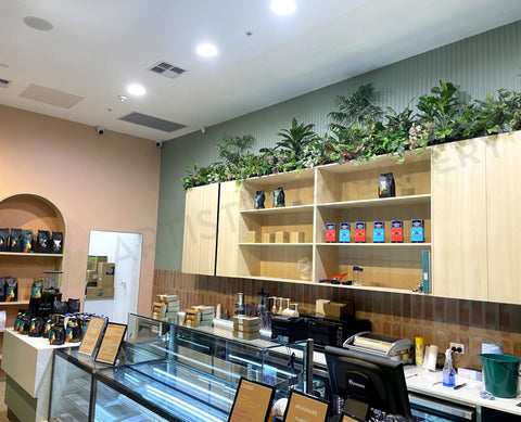 MK Espresso (Coolbellup WA) - Artificial Plants Above Cabinets | ARTISTIC GREENERY