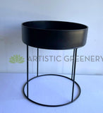 Metal Round Planter / Stand - Black (Product: MRPLANTER-S82) | ARTISTIC GREENERY