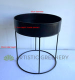 Metal Round Planter / Stand - Black (Product: MRPLANTER-S82) | ARTISTIC GREENERY