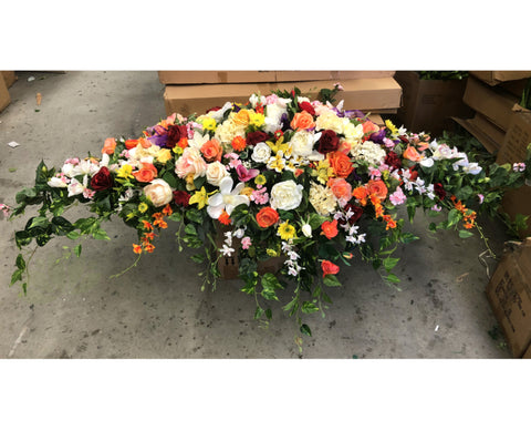 Colourful Memorial Flowers / Casket Spray / Graveside Flowers 200cm - SYM0022