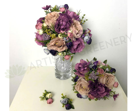 Round Bouquet - Purple & Dusty Pink - Melissa H