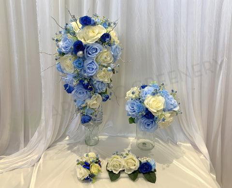 Teardrop Bouquet  - White & Blue - Michelle S | ARTISTIC GREENERY