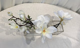 FA1093 - Artistic Modern White Magnolia Floral Arrangement 20cm Tall | ARTISTIC GREENERY