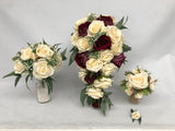 Teardrop Bouquet - Cream & Burgundy - Neesa S