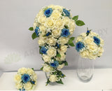 Teardrop Bouquet - Lake Blue & White - Nicole M