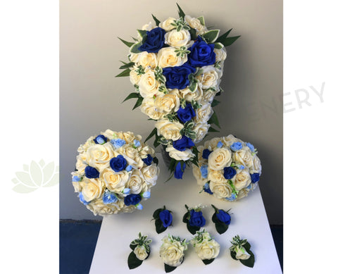 Teardrop Bouquet - Cream & Blue - Nina