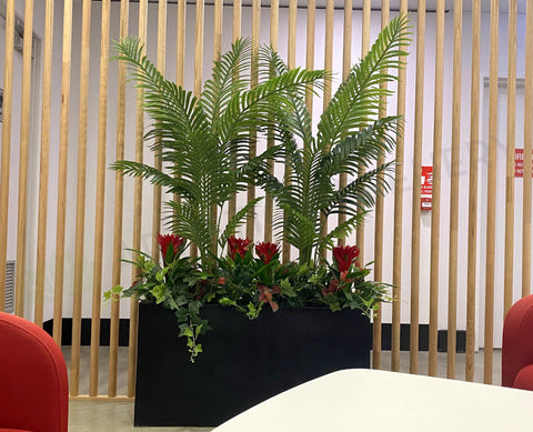 planter box palm tree Artificial Palms in Planter Box for Office