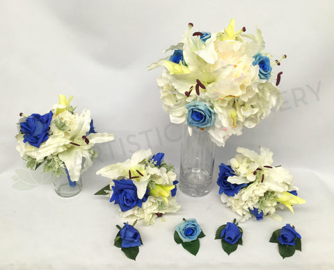 Round Bouquet - Blue & White - Peta H
