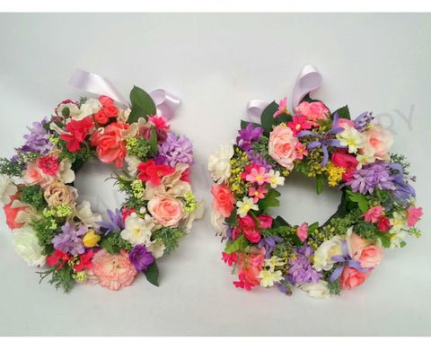 Purple & Pink Colour Floral Wreath 30cm / 40cm / 50cm