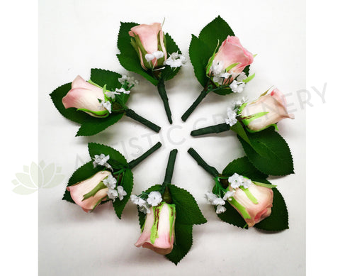 Buttonhole - Pink Rose with Gypso