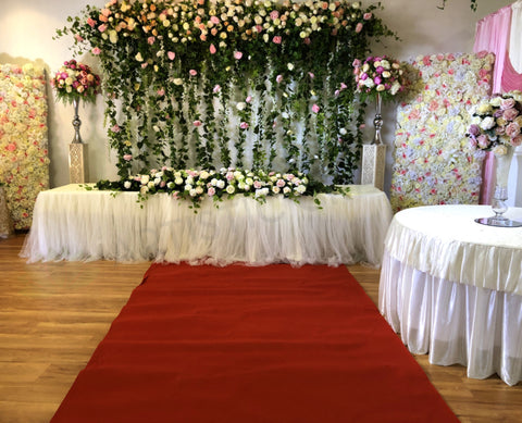 Carpet Runner / Wedding Aisle Runner (Felt)  2 meter wide - Red / White