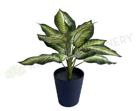 SP0024XS Artificial Gold Dieffenbachia Dumb Cane Leopad Lily Plant 39cm | ARTISTIC GREENERY